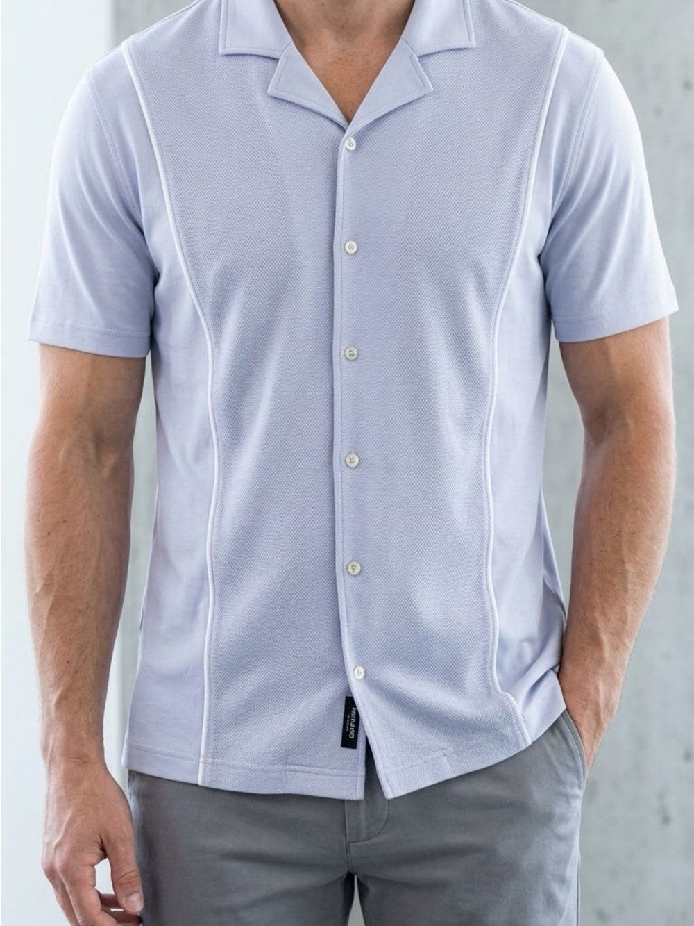 NWT Murano Liquid Luxury Slim Fit Bowling Shirt XXL Contrast Piping Button Up
